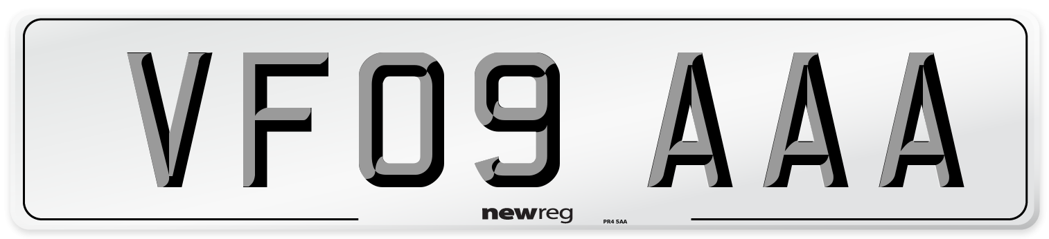 VF09 AAA Number Plate from New Reg